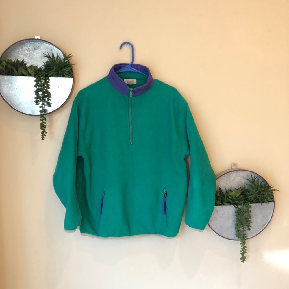 90’s Vintage Teal Fleece Pullover by Sostanza